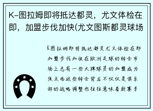 K-图拉姆即将抵达都灵，尤文体检在即，加盟步伐加快(尤文图斯都灵球场)