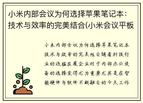 小米内部会议为何选择苹果笔记本：技术与效率的完美结合(小米会议平板一体机)